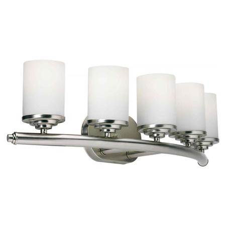 FORTE Five Light Brushed Nickel Satin Opal Glass Vanity 5105-05-55